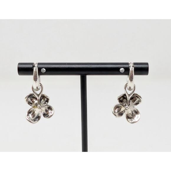 Ann King Sterling Silver Freshwater Pearl Orchid Flower Pendant Earrings Set - Picture 11 of 13